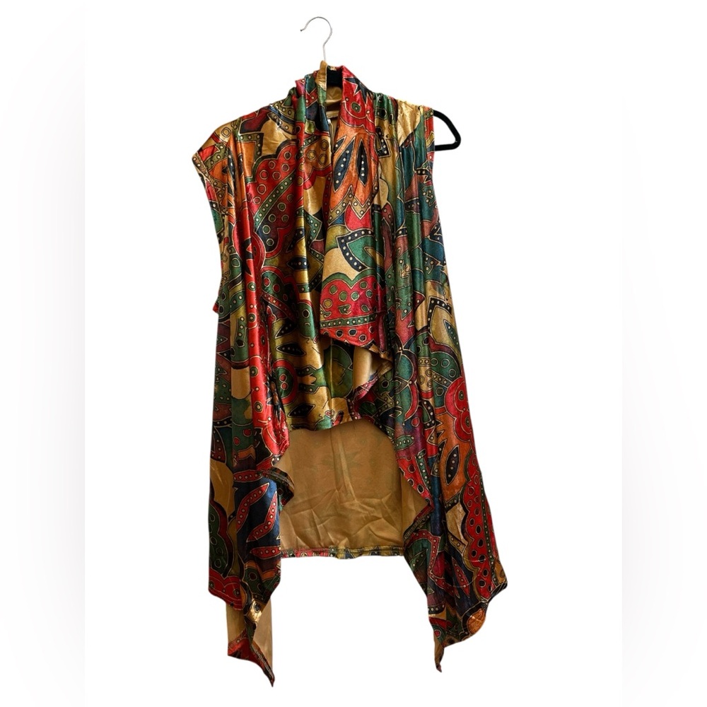 Colorful Sleeveless Artisan Colorful Velvet Patterned Vest